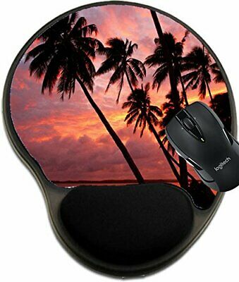MSD Mouse Pad with Wrist Rest Support 29842677 Silhouetted Palm Trees on a Beach