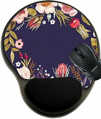 MSD Mouse Pad with Wrist Rest Support Vintage Hand Drawn Floral Wreath