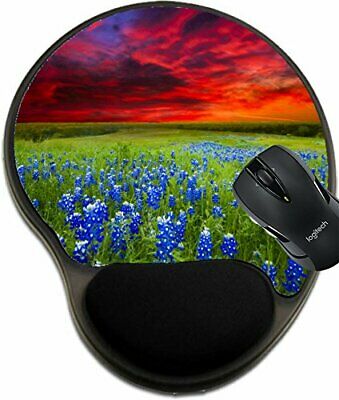 MSD Mouse Pad with Wrist Rest Support Texas Pasture Filled with Bluebonnets at S