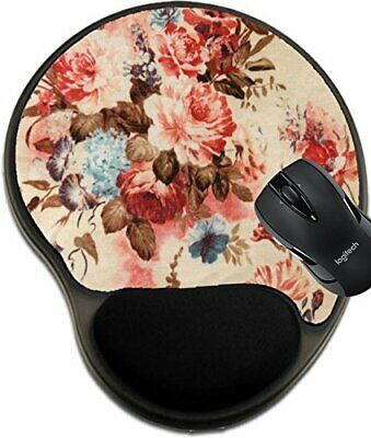 MSD Mouse Pad with Wrist Rest Support Vintage red Floral Fabric Image 12202483 C