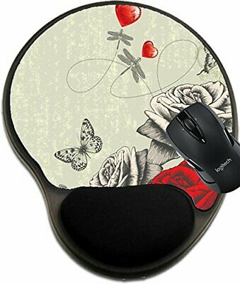 MSD Mouse Pad with Wrist Rest Support 12487592 Vintage Background with Roses But