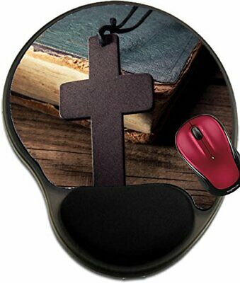 MSD Mouse Pad with Wrist Rest Support 35686405 Closeup of Wooden Christian Cross