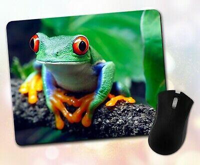 Frog Mouse Pad • Red-Eyed Tree Frog Animal Colorful Gift Decor Desk Accessory