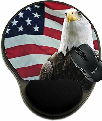 MSD Mouse Pad with Wrist Rest Support 4691001 Majestic Bald Eagle in Front of US