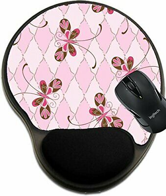 MSD Mouse Pad with Wrist Rest Support 7742592 Pink Background with Butterflies