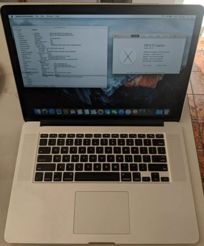 Apple MacBook Pro Retina A1398 Mid- 2015  2.8GHz i7-4980HQ 512 SSD 16GB RAM