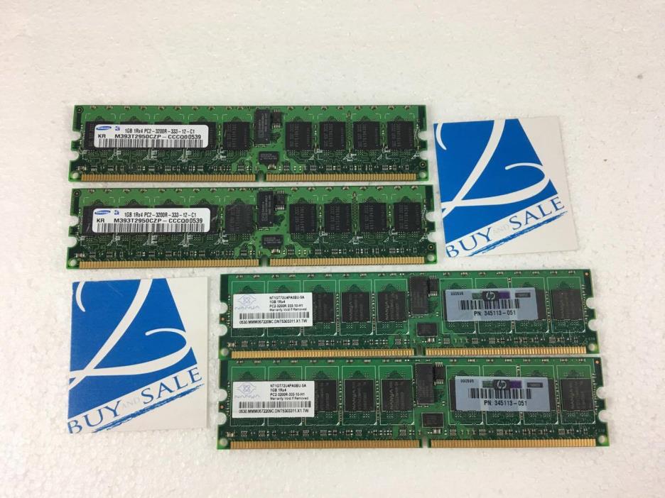 Lot of 4 - HP 345113-051 1GB PC2-3200R DDR2-400 Memory Module