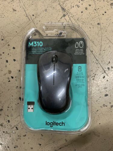 “NEW”  Logitech M310 Wireless Mouse Large Silver Black Windows Mac Chrome
