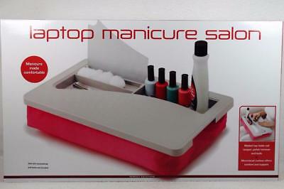 Laptop-Manicure Salon-Micro-beaded bottom- Sleek Lidded Top For Supplies NIB!