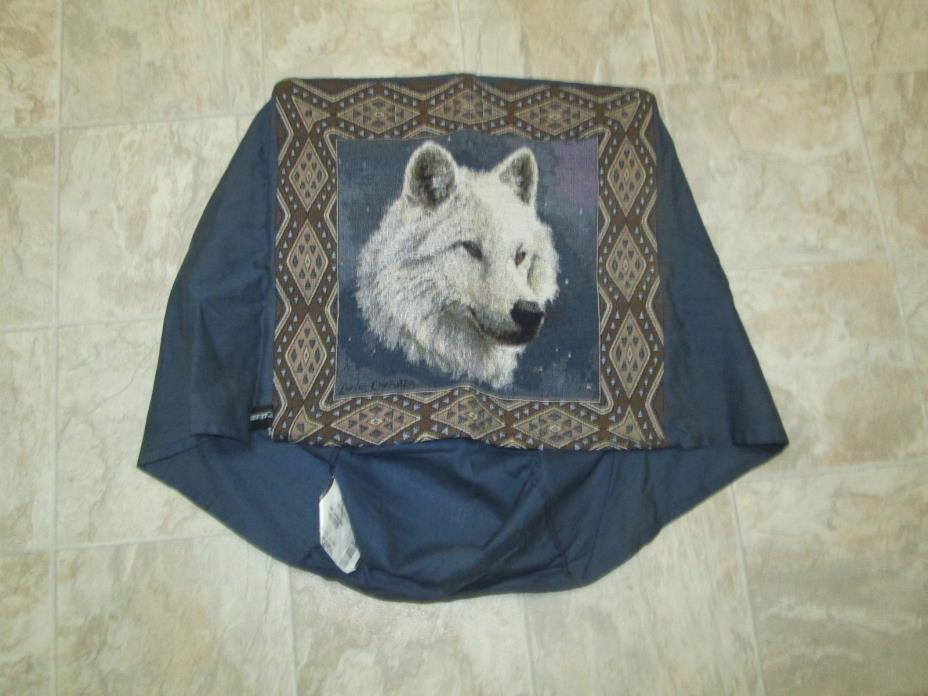 White Wolf Tapestry Computer Desktop Monitor Dust Cover Larry Chandler