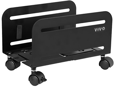VIVO Black Computer Desktop ATX-Case CPU Steel Rolling Stand Adjustable Cart