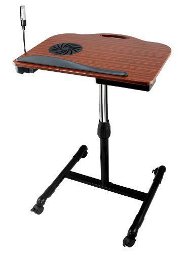Adjustable Wooden Laptop Desk with Built in Cooling Fan