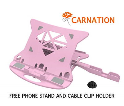 Carnation Adjustable Laptop Stand Riser Ventilated Portable Foldable Swivel with