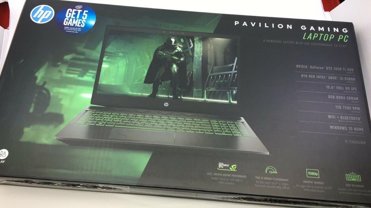HP Pavilion Gaming Laptop 15.6in IPS i5 8300H 8GB GTX 1050 Ti 4G 1TB 15-cx0056wm