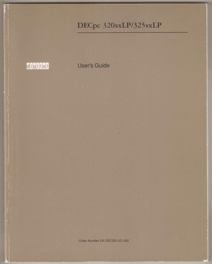 Vintage DEC pc 320sxLP/325sxLP User's Guide, Paperback, 1992