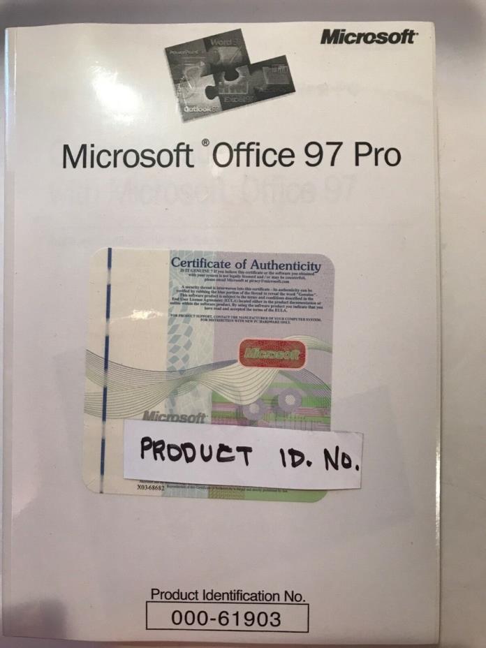 Microsoft Office 97 Pro software and instruction manual