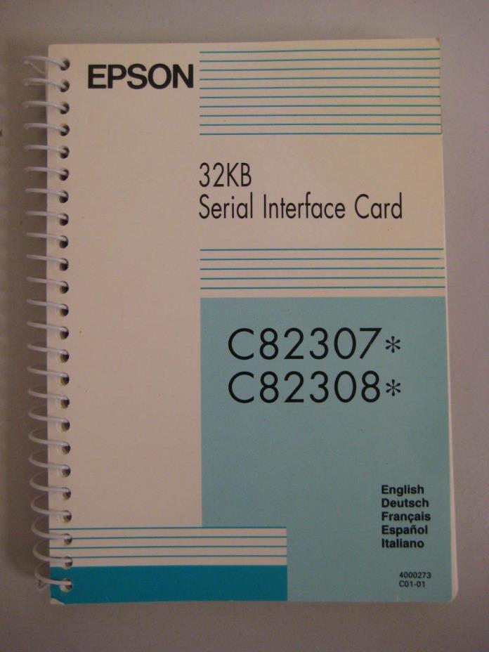 Epson Serial Interface Card Reference Guide User Owner Manual C82307 C82308