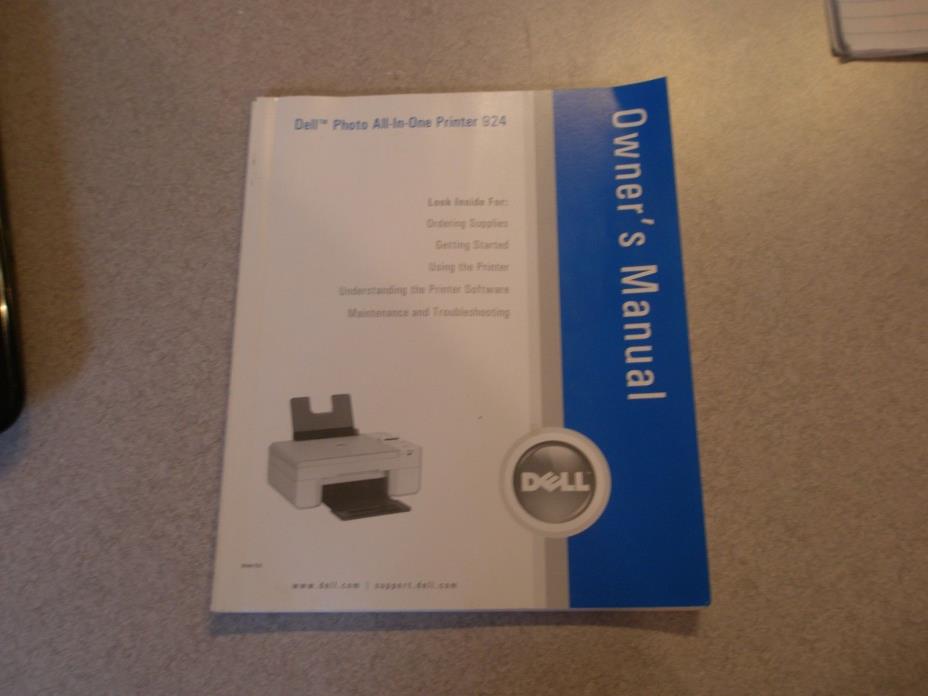Dell Photo All In One Printer 924 Owner's Manuel - Instruction Book Dell Printer