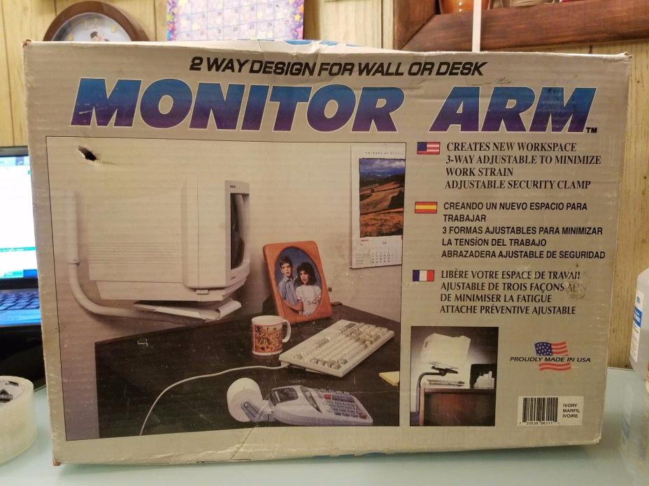 Monitor Arm for Wall or Desk NEW Complete! Vintage! *Ivory*