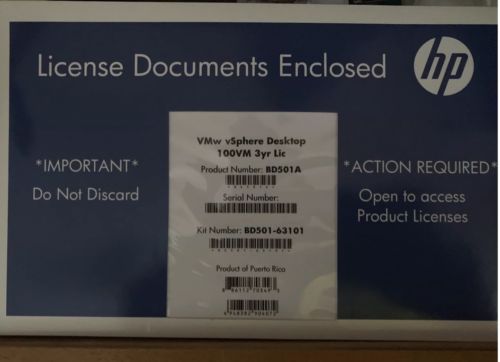 HPE BD501A VMware vSphere for Desktop 100 VM With 3-Year Support