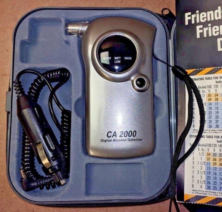 Alcomate CA2000 Digital Alcohol Detector BREATHALYZER 9v w/ Case & Power Adapter