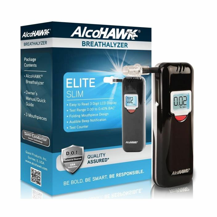 AlcoHAWK Elite Slim Digital Breathalyzer DOT D.O.T. Approved