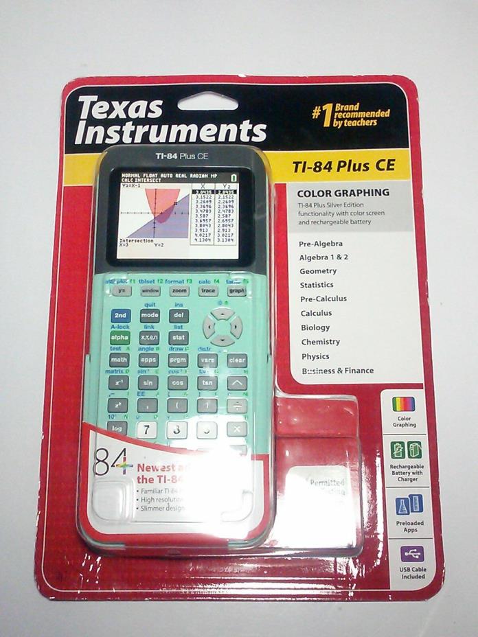 MINT GREEN! Ti-84 Plus CE Graphing Calculator Silver Edition