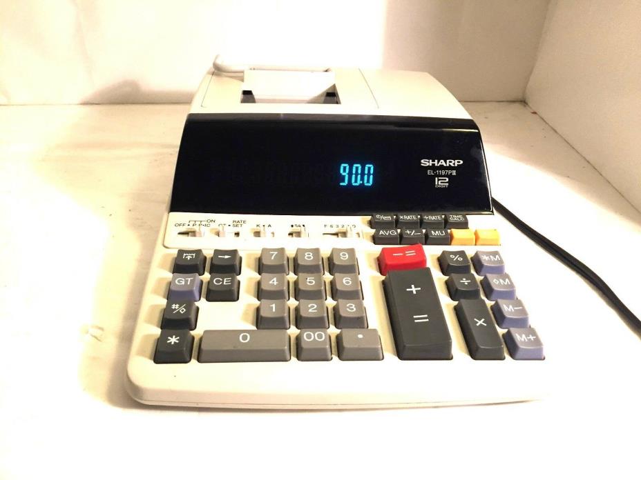 Sharp EL-1197PIII Printing Calculator Desktop Size.