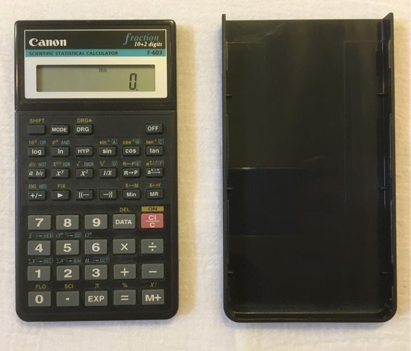 Canon F-603 POCKET SCIENTIFIC STATISTICAL CALCULATOR With Protective Cover