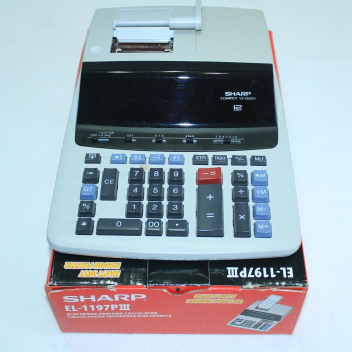 Sharp EL-1197P 12-Digit 2-Color Ribbon Printer Desktop Electronic Calculator