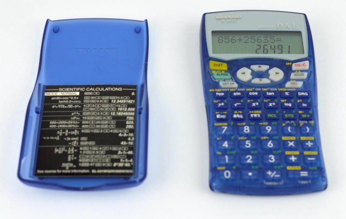 Sharp EL531W Advanced DAL Blue Scientific Calculator Cover And Insert Tested