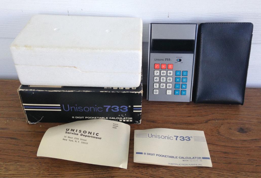 Unisonic 733 Vintage Calcluator w/Org. Box & Paperwork