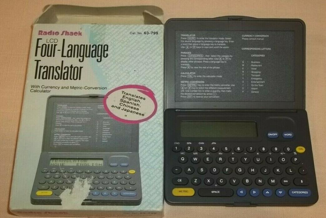 Radio Shack LCD Four-Language Translator MINT