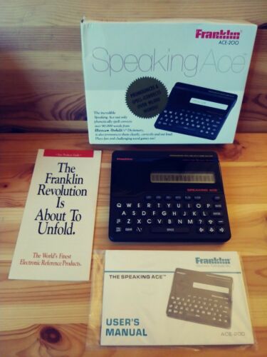 Franklin Speaking Ace (ACE-200) PRONOUNCING SPELLING ACE w/ BOX, Manual