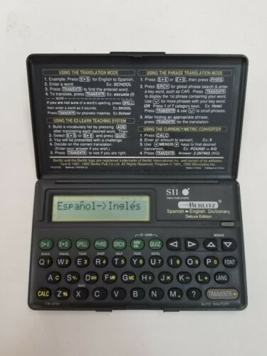 Seiko SII Berlitz Spanish English Dictionary Electronic Translator TR-2701