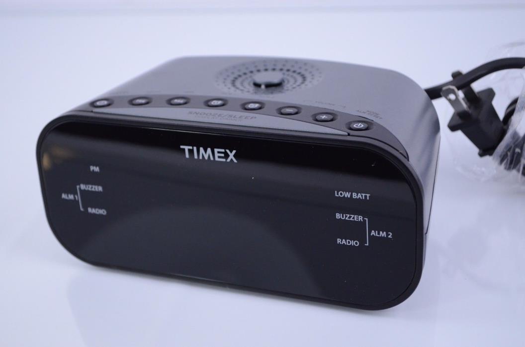 Timex Am And Fm Dual-Alarm Clock Radio  Gunmetal Gray Snooze Big Display  A2949V