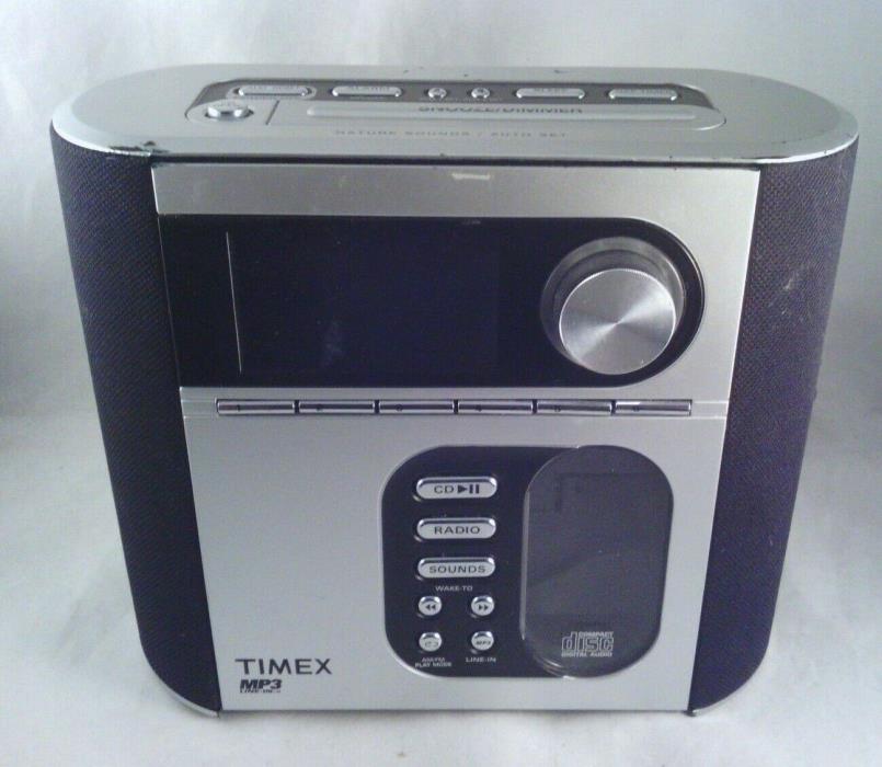 Timex T617-B Dual Alarm Clock Radio CD Player Nature Sounds MP3 Line In Stereo