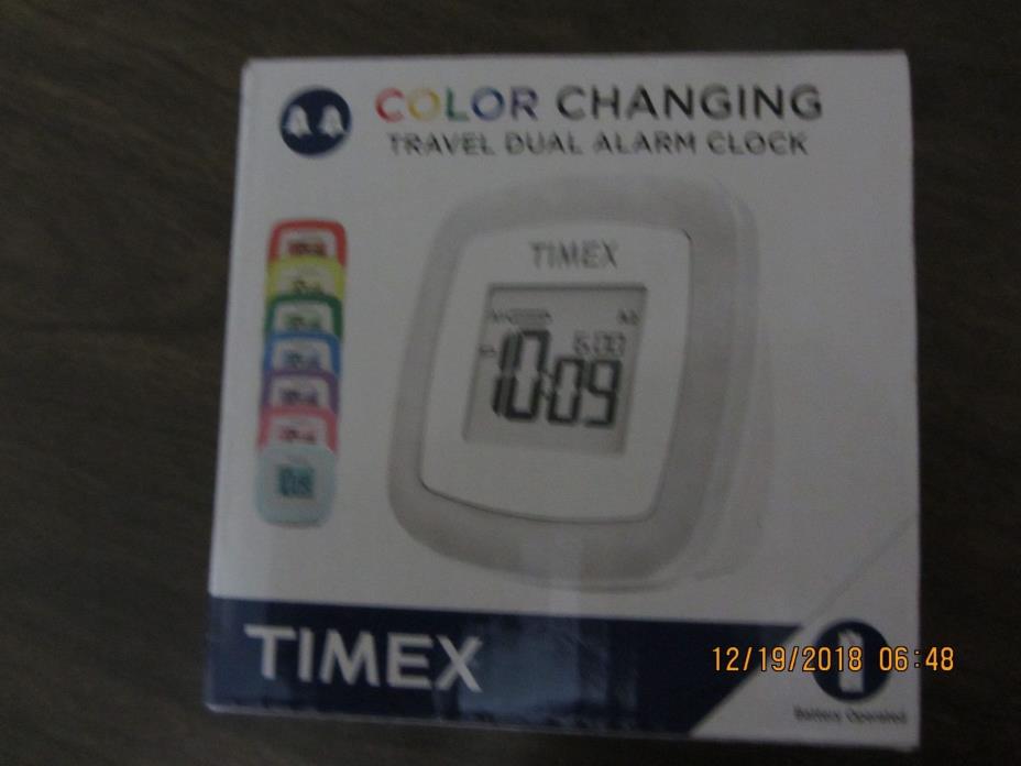 Timex Small White Dual Alarm Clock with Lighted On Demand Color Changing Frame