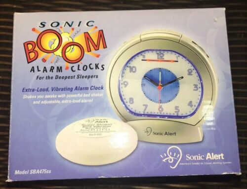 NIB Sonic Alert Boom SBA475SS Extra Loud Alarm Clock w/Bed Shaker NEW