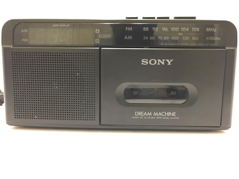 Sony Dream Machine AM FM Clock Radio & Working Cassette Model ICF-C610