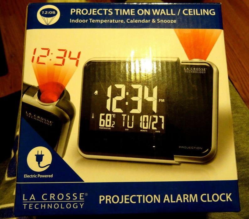 W85923 La Crosse Technology Projection Alarm Clock with Indoor Temperature new