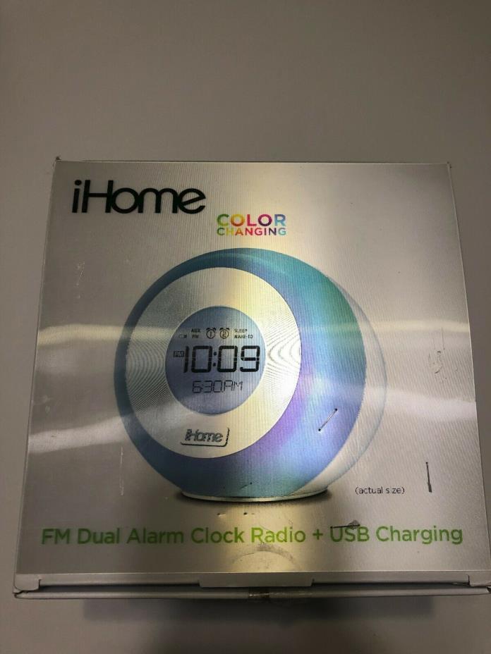 Ihome Color Changing Dual Alarm Fm Clock Radio with USB Charging