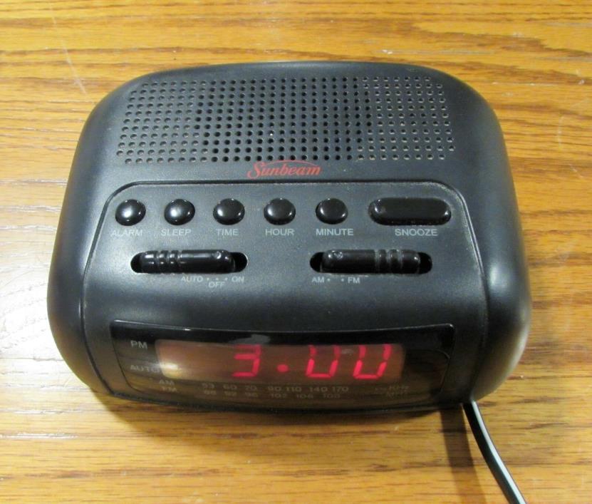 Sunbeam Hospitality AM FM Alarm Black Clock Radio Model #89014 PRE OWNED