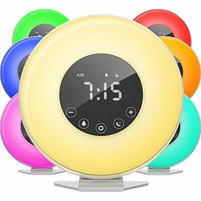 Digital LED Sunrise Alarm Clock 6 Color FM Radio Sounds Sunset Touch Control NEW
