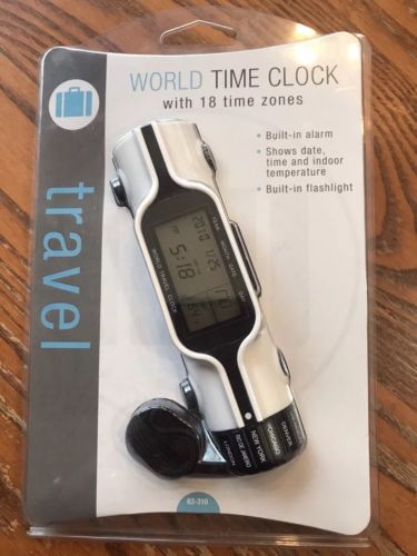 World Time Travel Alarm Clock with Flashlight Date Time And Indoor Temperature