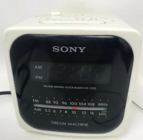 Sony Dream Machine AMFM Clock Radio Alarm Red LED White Cube ICF-C122 Retro