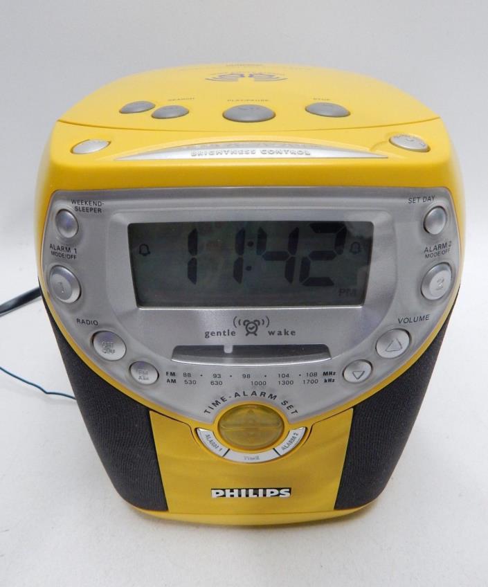 FUNKY Philips Clock CD Player AM FM Radio Alarm Clock AJ3957/17 Yellow VW BUS