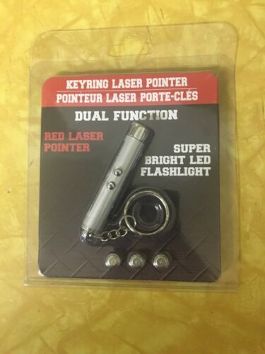 2 in 1 Keyring Laser Pointer With 3 New Batteries