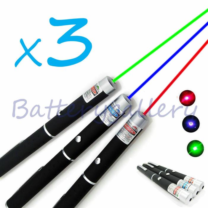 Laser Pointer High Power Most Powerful Real Strong Laser Pen 3PCS Green+Blue+Red