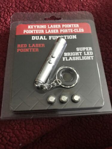 Key Ring Laser Pointer Bright Red Led Power Point Flashlight Cat Dog Pet Toy New